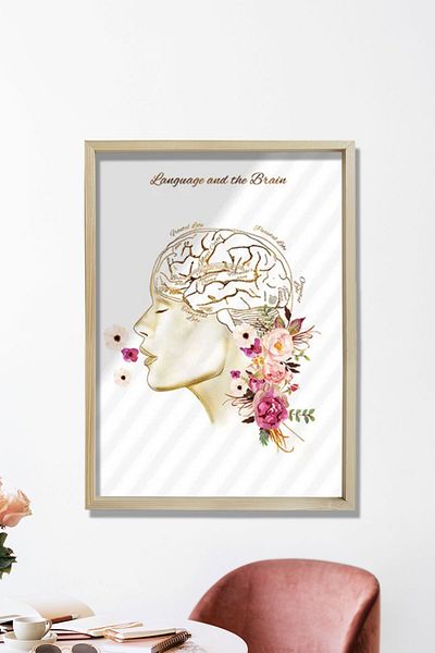 Dekor Loft Artă pentru creierul limbii, artă pentru terapia vorbirii, decor de birou Slp