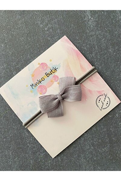 Miniko Butik Gray Tulle Bow Hair Band