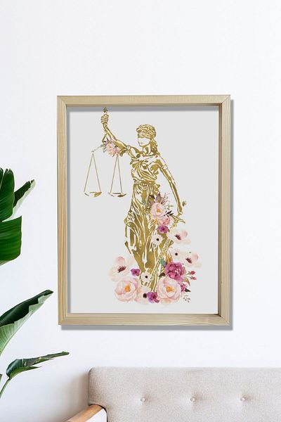 Dekor Loft Imprimare artistică avocat, artă avocat cu flori, artă judecătorie, decor biroul de justiție
