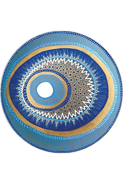 Viva Home Yuvarlak Nazar Boncuğu Dekoratif Kaymaz Tabanlı Yıkanabilir Leke Tutmaz Antre Mutfak Halısı Ar1315