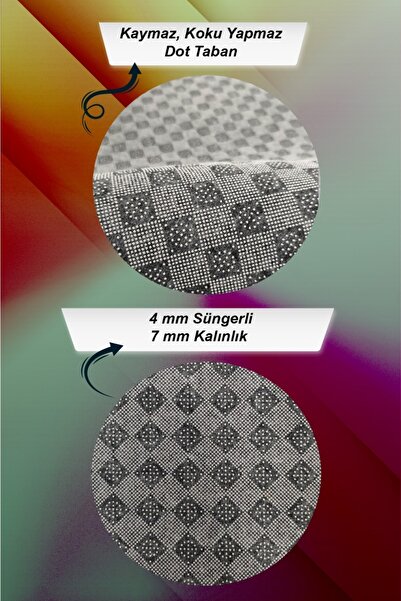 Viva Home Yuvarlak Nazar Boncuğu Dekoratif Kaymaz Tabanlı Yıkanabilir Leke Tutmaz Antre Mutfak Halısı Ar1315