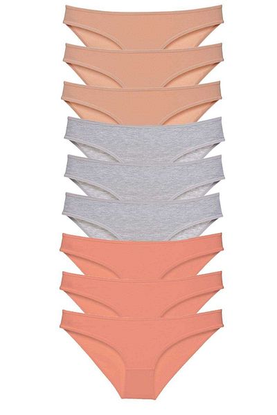 Royaleks 9 Pieces Super Eco Set Lycra Women's Slip Panties Skin Gray Powder (With Earphones as a Gift)
