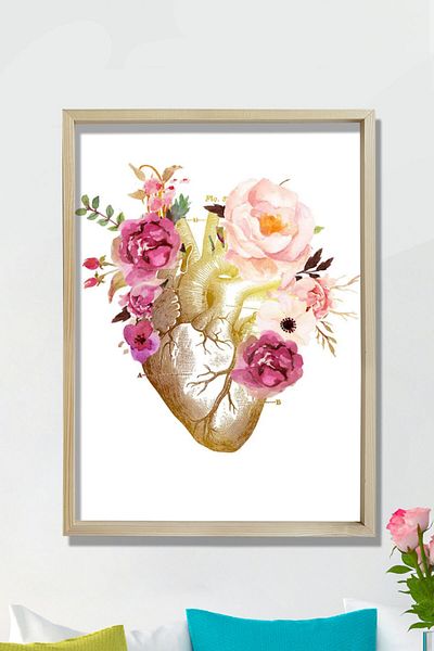 Dekor Loft Artă anatomiei inimii, poster anatomiei inimii, decor biroul doctorului