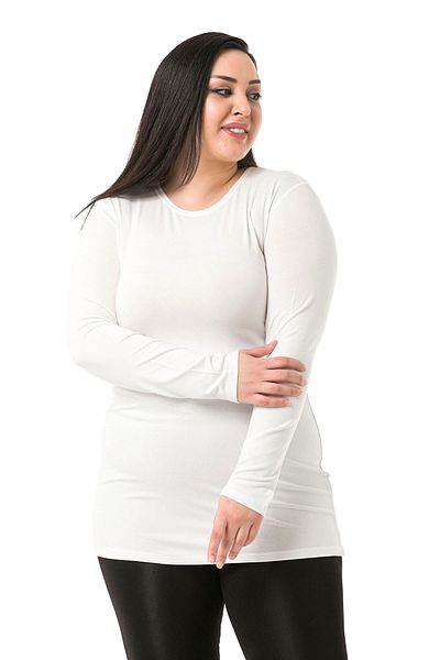 DISENTIS MODEST Large Size Crew Neck Long Sleeve Viscose Ecru Body