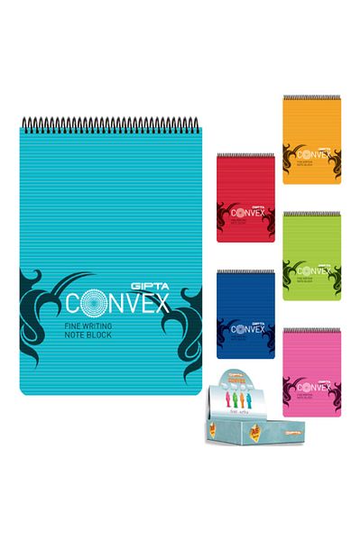 Gıpta Bloc de note Convex Spiral Copertă din plastic cu dungi 100 Yp A6 1648