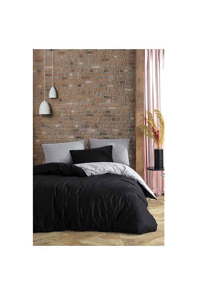 ALAMODE Colorbox Cotton Single Duvet Cover Set Gray Black Ranforce Colorbox-5082
