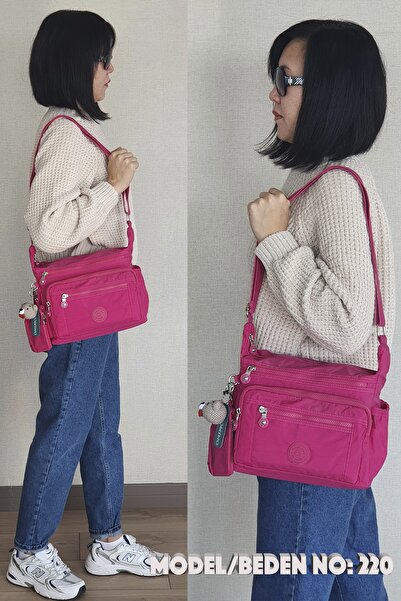 FCSTORE Pink Women's Strappy Crossbody Bag Mega Messenger Bag Klinkir Multi-Compartment Shoulder Bag Nemobags