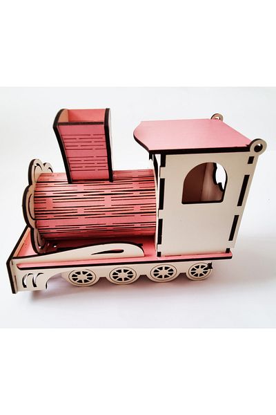 Modellino Wooden Decorative Train Table Pen Holder - Note Holder - Paper Clip - Bulk Needle Box - (Color Selection)