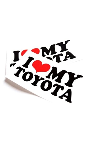 Oto Sticker ملصق سيارة I Love My Toyota قطعة واحدة باللون الأبيض مقاس 17 × 10 سم
