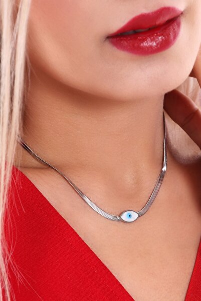 Bhs life Women's Evil Eye Beaded Steel Necklace
