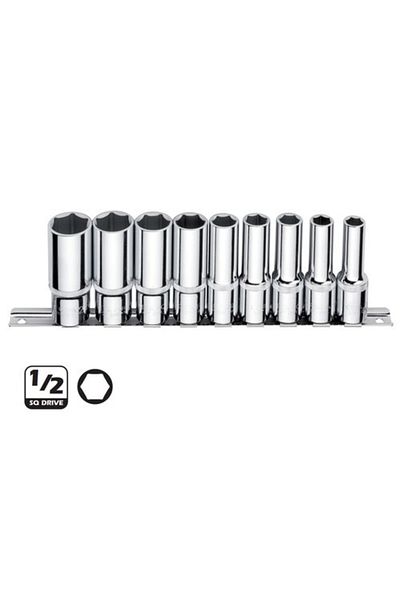 CETA FORM C24-r09 9 Pieces 1/2'' 6 Corner Deep Socket Wrench Set