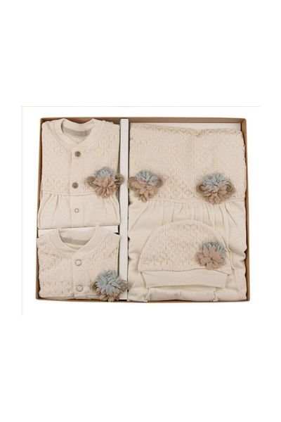 Bebbemini Baby Girl Beige Organic Hospital Released Newborn Set 1665