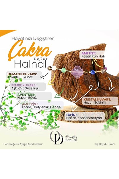 OSMANLI DOĞAL TAŞ Sertifikalı Çakra Taşları Halhal 6 Mm, B922