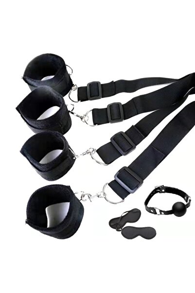 Lilitu Shop Lilitu Shop Siyah El Ayak Ve Yatak Bağlama Seti Ağız Topu & Göz Bandı Hediyeli
