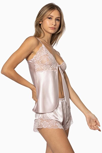 Pierre Cardin Saten Dantelli Şort - Babydoll Takım - 405