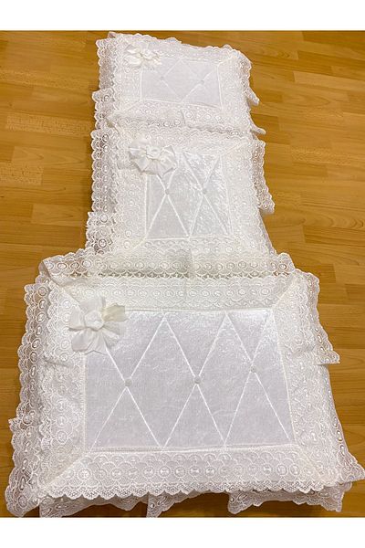 AYHANHOME Bridal Model French Laced Velvet Bundle Promise Engagement Hurcu Dowry Set of 3