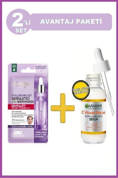 Garnier Aydınlatıcı Serum 30ml Ve L'oreal Paris Revitalift Filler Serinletici Göz Serum Maskesi