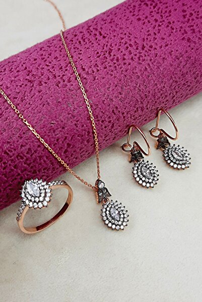 Altınışık Gümüşçülük 925 Ayar Gümüş Zirkon Taşlı Rose Kaplama Elmas Möntürlü ...