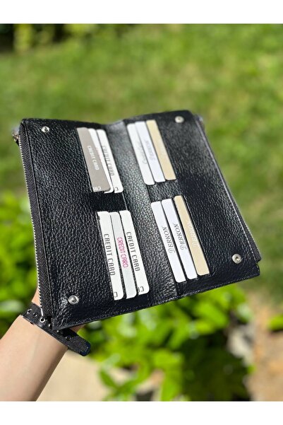 DERKON Polite Black Hand Wallet with Double Zipper