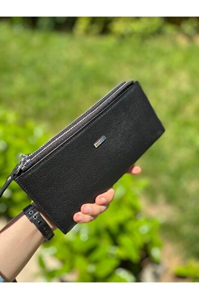 DERKON Polite Black Hand Wallet with Double Zipper