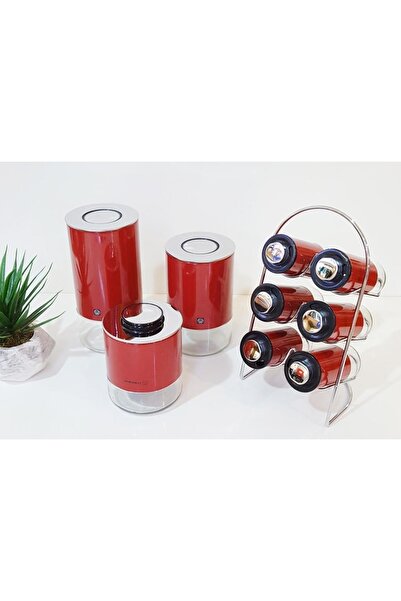 Acr Korkmaz Kavanoz Ve Baharat Seti Kırmızı (özel Set)