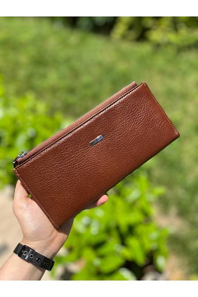 DERKON Tan Hand Wallet with Double Zipper