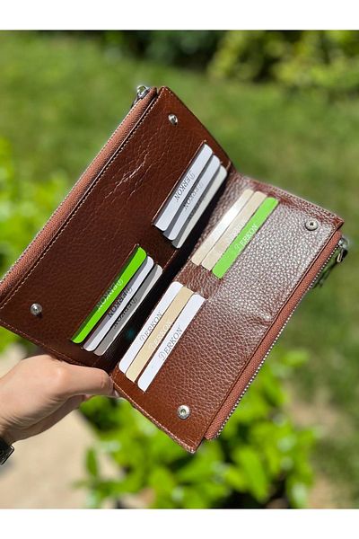 DERKON Tan Hand Wallet with Double Zipper