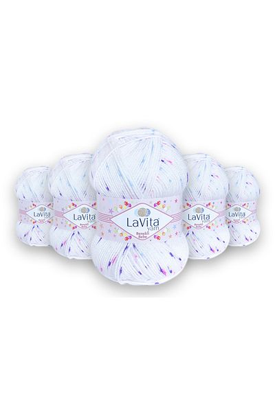 LaVita Yarn Benekli Bebe 5 Pack Πολύχρωμο πλεκτό νήμα Taka Yarn (bb06-ροζ-μωβ)