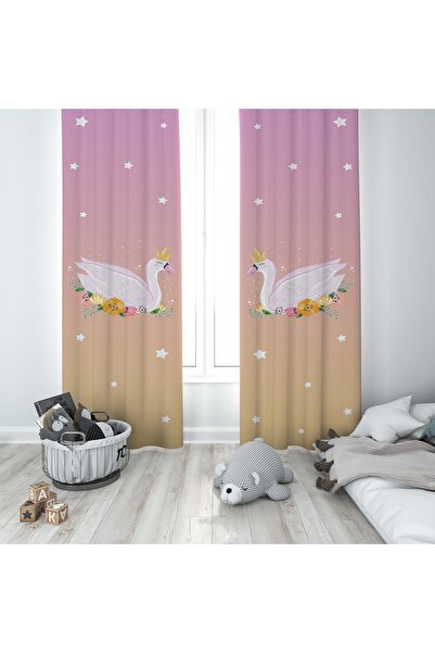 MODA Зовсім інша дитяча кімната з малюнком лебедя Двохкрила штора Bmfp-051