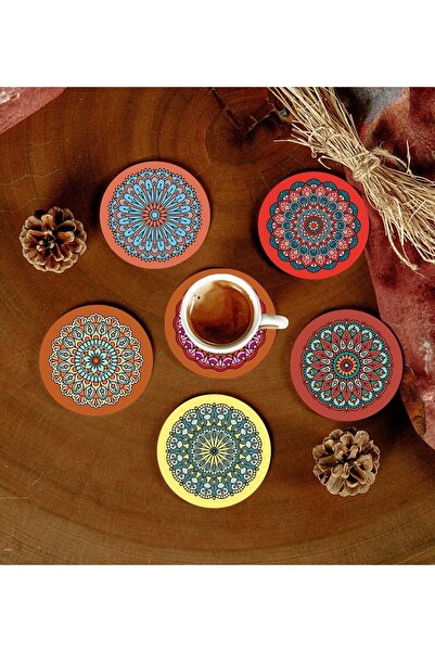 Hediyenikap 6 قواعد أكواب MDF منقوشة