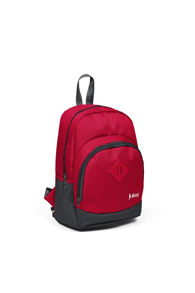 Yaygan Çanta Ibag Red Gray Two Compartment Unisex Mini Backpack 14331