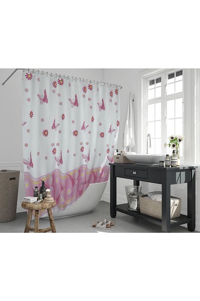 Zethome 1x120x200 Κουρτίνα ντουζιέρας με μονό φτερό δώρο - Μπάνιο 6020