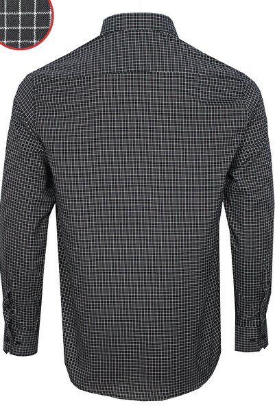 Varetta Чоловіча чорна картата сорочка з довгими рукавами класичного крою