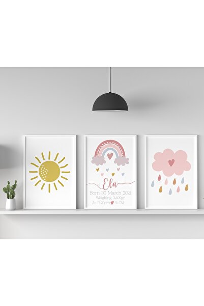 uckanlar 3'lü Tablo Tasarımı, Dekor, Çocuk Odası, Bebek Odası, Doğum Panosu, ...