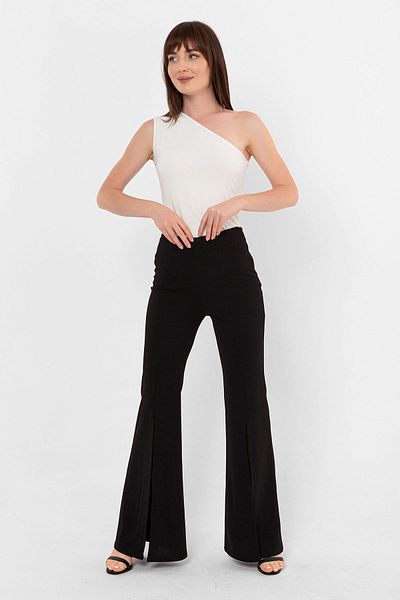 Laranor Black Slit Half Spanish Crepe Trousers
