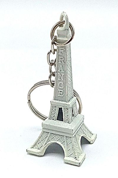 Dünyadan Hediyeler Paris Eiffel Tower 3d Metal Keychain White