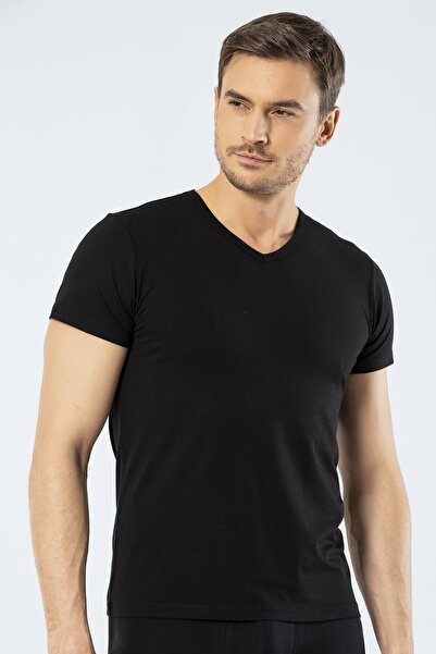 Cacharel 3 Pieces Men's V-Neck Short Sleeve T-shirt 95% Cotton 5% Elastane