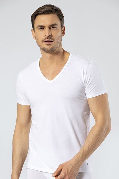 Cacharel 3 Pieces Men's V-Neck Short Sleeve T-shirt 95% Cotton 5% Elastane