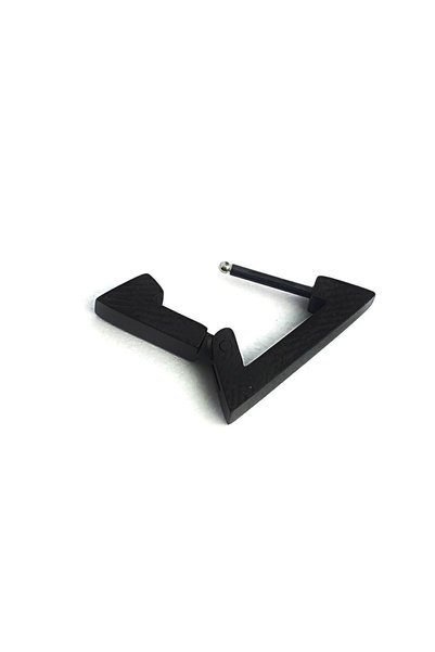 TREND COLLECTİON Mini Geometric Unisex Black Triangle Steel Earrings