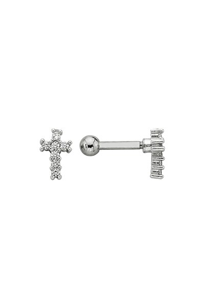 BY DİLEK ÇETİN ACCESSORY Çelik Haç Helix Kıkırdak Piercing