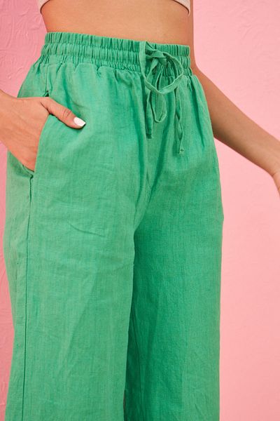 Orfeo Negro Loose Cut 100% Linen Trousers with Elastic Waist