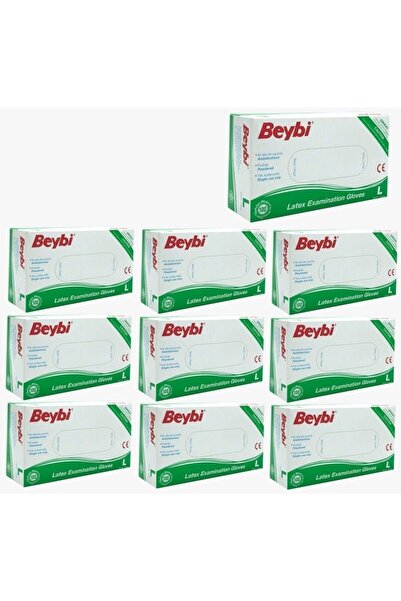 Beybi Pudralı L Beden Muayene Eldiveni 10 Paket 100'lü