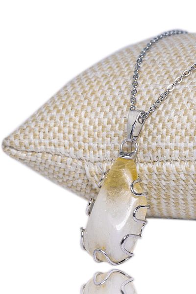 Tesbih Atölyesi Aaa Quality Natural Citrine Stone Necklace with Certified Silver Device - Hand Processing