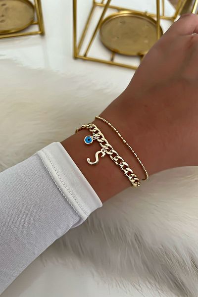 Trendy Butik سلسلة سوار حرف مزدوج 26 سم