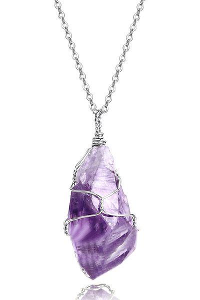 Tesbih Atölyesi Certified A Quality Natural Amethyst Stone Necklace (3-4 Cm)