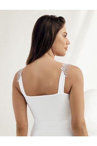 Şahinler Tricou din lycra cu curele din dantelă Guipure B1008