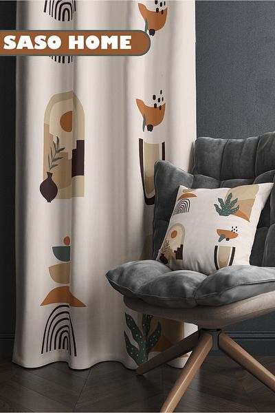 SasoHome Ethnic African Surrealist Pattern 140 X 270 cm Ψηφιακή τυπωμένη κουρτίνα φόντου (μονό φτερό)
