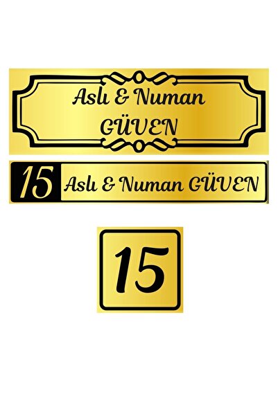 tasarimsa Plăcuță de identificare a ușii din metal argintiu și auriu