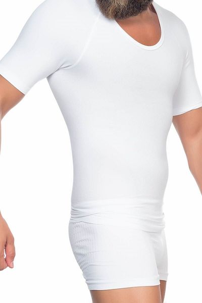 by İGP Men's White Seamless Half Sleeve Corset Undershirt