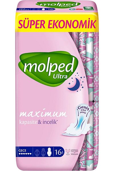 Molped Ultra Hygienic Pad Anatomical Night Super Economical 16 Pieces